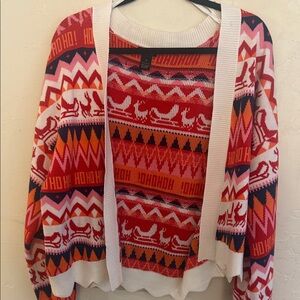Rue21 Red and White Festive Cardigan